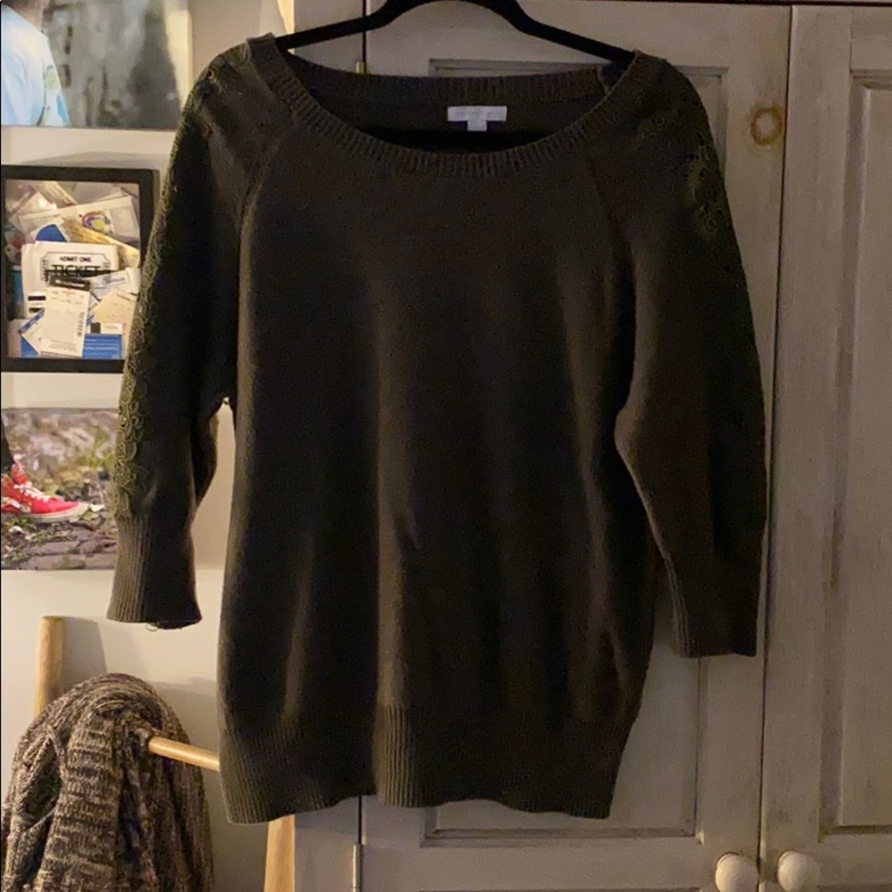 Olive crochet detail sweater